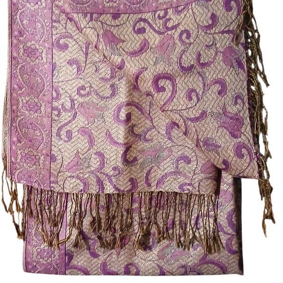 Pashmina Elegant Purple and Gold Scarf - Picture 3 of 5